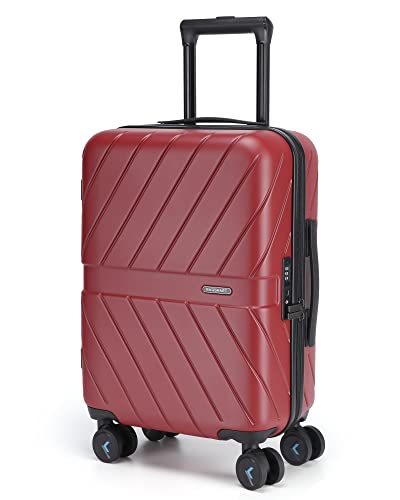 BAGSMART Carry On Luggage Airline Approved, 1OO% PC Lightweight Carry On Hardside Suitcase, 20 Inch Hard Shell Luggage with Spinner Wheels, Waterproof Rolling Suitcase for Men and Women, Red