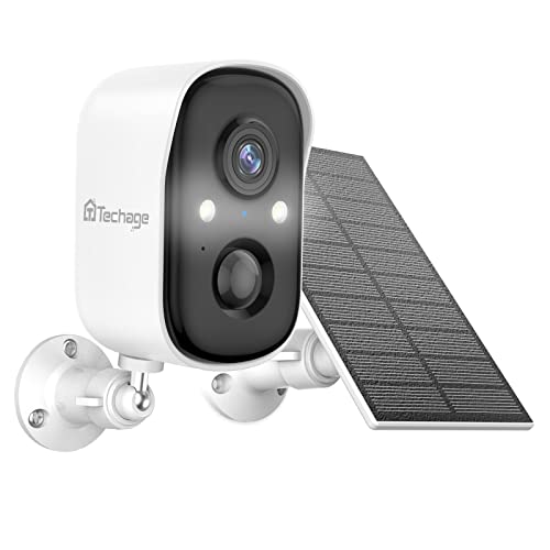 Techage Security Cameras Wireless Outdoor, Solar Cameras for Home Security Outside with AI Motion Detection, 1080P Color Night Vision, IP66 Weatherproof, 2-Way Talk, 2.4Ghz WiFi, Cloud/SD Storage