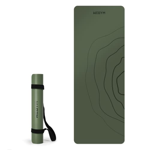 WEGYM Women's Yoga Mat 4 mm Large Exercise Mat for Home Workout Hot Yoga Olive Green