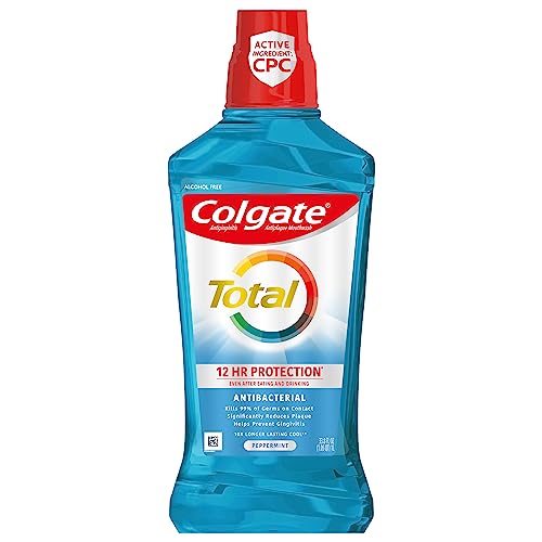 Colgate Total Advanced Pro-Shield Alcohol Free Mouthwash, Antibacterial Formula, Peppermint Blast, 33.8 Ounce