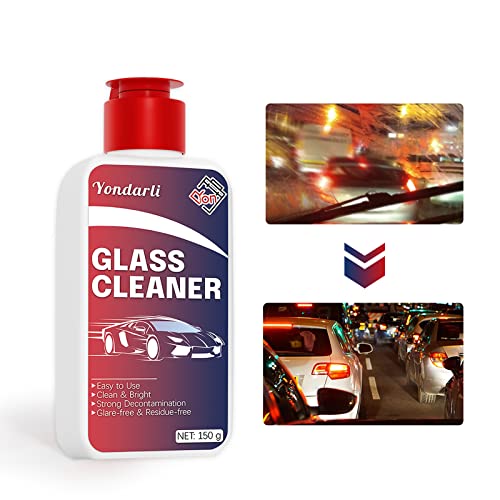 Car Glass Cleaner with Sponge, Car Glass Oil Film Cleaner, Water Spot Remover, Glass Cleaner for Auto and Home Eliminates Coatings, Bird Droppings, and More to Polish and Restore Glass to Clear (150g)