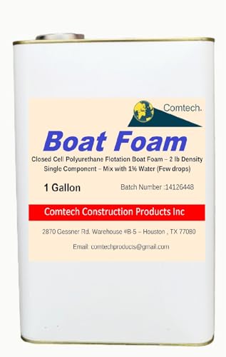 Boat Foam - Pouring Expanding Flotation Foam - 2lb Density Closed Sell Polyurethane - 1 Gallon - Single Component Needs only Mixing with 1% to 5% Water - Waterproof, Thermal Insulation, Soundproofing