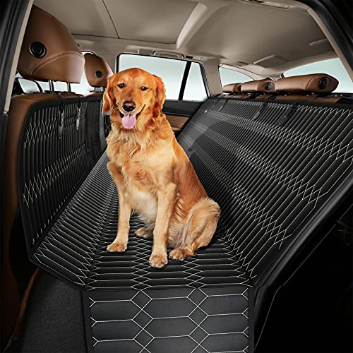 Magnelex Dog Car Seat Cover  Dog Hammock with Mesh Window for Cars, Trucks & SUVs. Safeguard Upholstery from Mud and Fur. Waterproof and Nonslip Backseat Protector. Includes Dog Seat Belt.