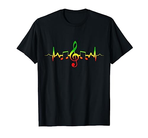 Reggae Music Heartbeat T-Shirt - Jamaica Rasta Tee Gift