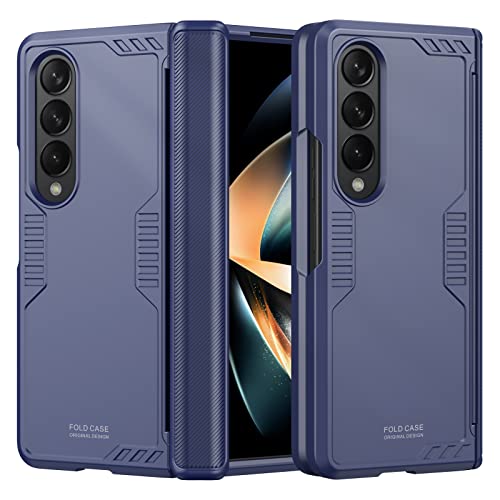 Vizvera for Samsung Galaxy Z Fold 4 Case with Hinge Protection, Fold 4 Case Snug Touch Shockproof Anti Drop Anti Scratch Soft Edge Lens Protection Armor Case for Galaxy Z Fold 4 2022-Hazy Blue