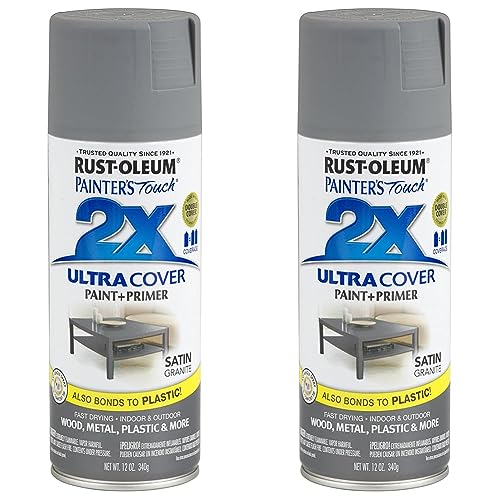 Rust-Oleum 249078 Painter's Touch 2X Ultra Cover Spray Paint, 12 oz, Satin Granite (Pack of 2)