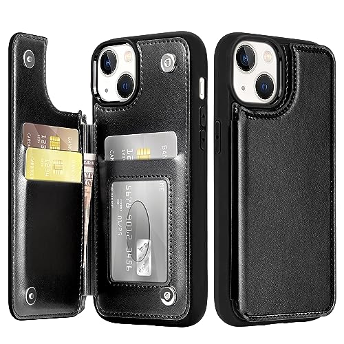 Arae Case for iPhone 14 Plus - Wallet Case with PU Leather Card Holder Back Flip Cover for iPhone 14 Plus 6.7 inch - Black