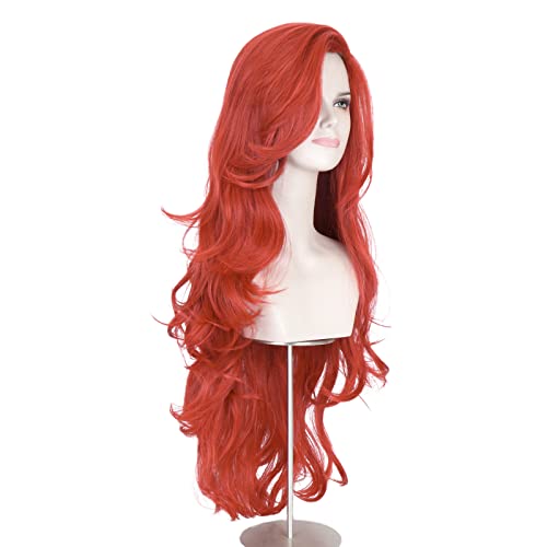 Missuhair Long Wavy Red Wig for Women Halloween Costume 32 Inches Red Hair Wig for Girls Cosplay Party Wig