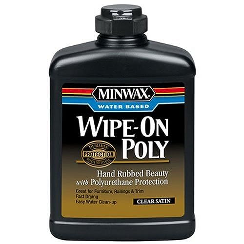 Minwax 409170000 Wipe-On Poly Water-Based Polyurethane Finish, Satin, Clear, 1 Pint