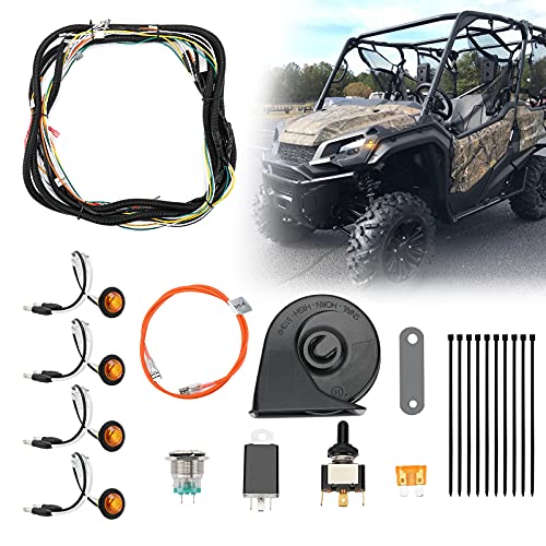 KEMIMOTO UTV/ATV Turn Signal Kit, Street Legal Kit With Toggle Switch & 105D Horn Kit Plug & Play Easy Installation Compatible With Polaris, Can-Am, Kawasaki, John Deere, Golf Cart, Arctic Cat, CFMOTO