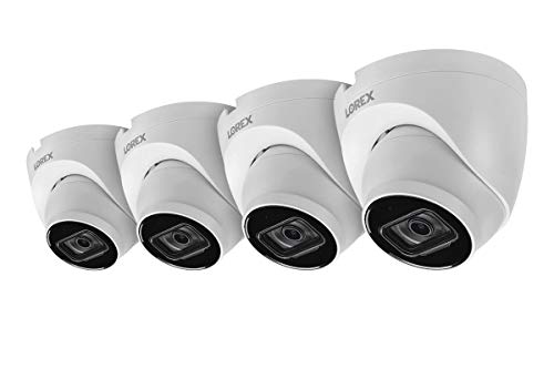 Lorex Technology Lorex E841CD-E IndoorOutdoor 4K Ultra HD Security IP Dome Camera, 2.8mm, 130ft Night Vision, Color Night Vision, Audio, White (4 Pack) E841CD-4PK