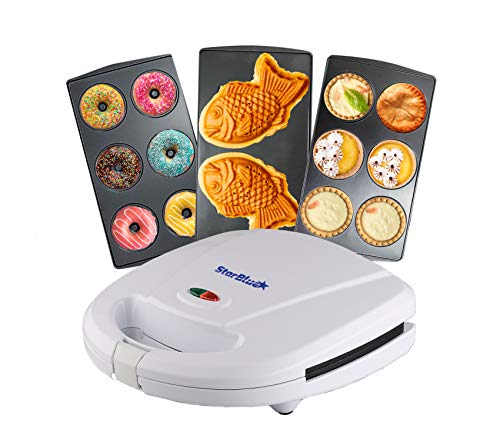 Mini-Donuts Maker, Mini-Pie and Quiche Maker, Taiyaki Maker  NEW 3 in 1 Three Slices Detachable Dessert Maker by StarBlue  White AC 110-120V 50/60Hz 700-800W