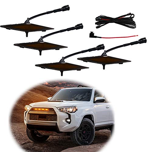 GTINTHEBOX 4 Pcs Led Grille Amber Light For 2014-2021 Toyota 4Runner TRD Pro Grille SR5 TRD off-road Limited TRO Pro - Smoked Shell