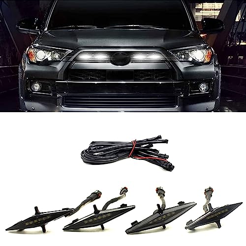 ZKFAR Pack-4 Front Grille Raptor LED Lights, Front Grille Raptor Lamps Car Accessories with Harness and Fuse, Compatible with 2014-2022 Toyota 4Runner TRD Pro Grille (White)