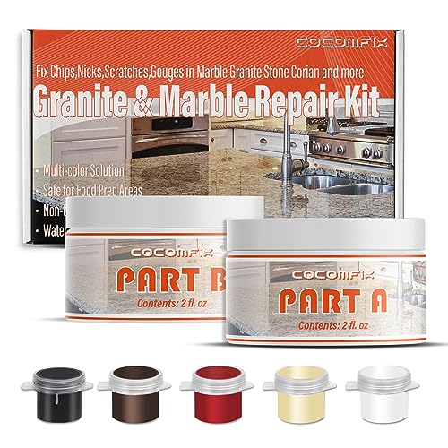 Granite Repair Kit & Marble Repair Kit(Color Match), Granite Epoxy, Quartz Countertop Chip Repair Kit. Suitable for Any Color of Granite, Marble, Porcelain, Quartz, Corian, Tiles and Stones Surfaces.