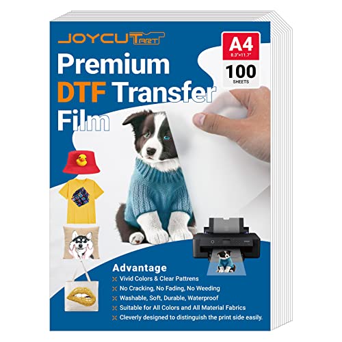 JOYCUT DTF Transfer Film - A48.3"11.7"100 Sheets Double-Sided Matte Finish, DTF Film for Sublimation and DTF Inkjet Printer, Direct to Film Transfer Paper for T-Shirts