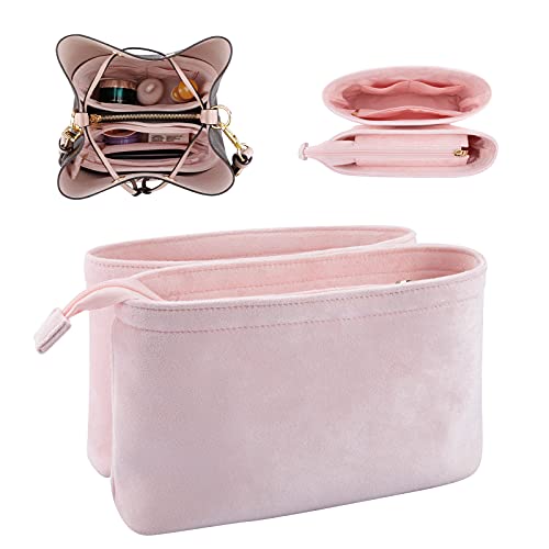 LIZHYY Velvet 2 Packs Purse Organizer Women's Handbag Organizers Bag Organizer Insert Purse Organizer for LV NeoNoe No Series (Pink)