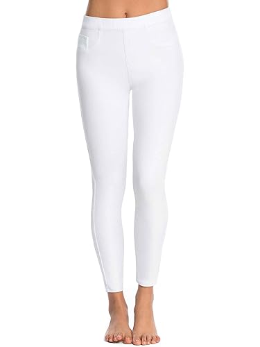 SPANX Cropped Denim Leggings, S, White