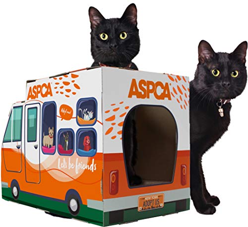ASPCA Cat House & Cat Scratcher w/Bonus Catnip Included, Adoption Truck cat House (CAS2030)