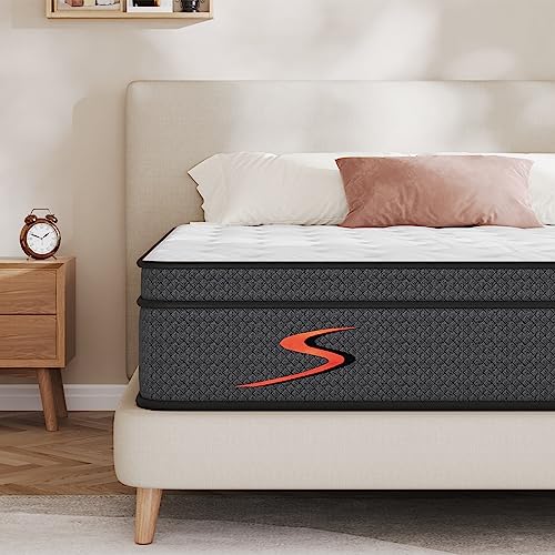 Sweetnight Queen Mattress in a Box - 12 Inch Pillow Top Queen Size Mattress, Bamboo and Gel Memory Foam Hybrid Mattress with Individually Pocketed Springs for Support & Comfort Sleep, Siesta, Black