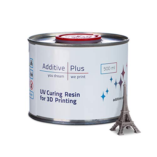 Additive Plus Model FL Photopolymer Resin Compatible with FormLabs 3D Printers | High Precision Printing, No Odor, Resin High Detailing (Grey, 500 ml)