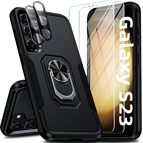 Oneagle for Samsung Galaxy S23 Case, [6 in 1] Samsung S23 Phone Case 5G [Not for S23+] with [360Rotatable Kickstand] [2X Lens Protectors & 2X Screen Protectors] Shockproof Case for S23 6.1 inch