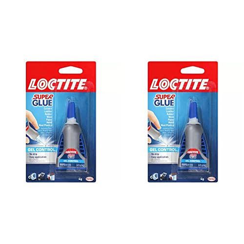 Loctite Super Glue Gel Control, Clear Superglue for Plastic, Wood, Metal, Crafts, & Repair, Cyanoacrylate Adhesive Instant Glue, Quick Dry - 0.14 fl oz Bottle, Pack of 2