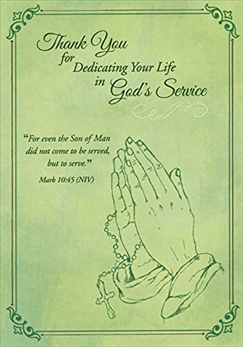 Designer Greetings Outline Of Praying Hands on Green Clergy Appreciation Day Card