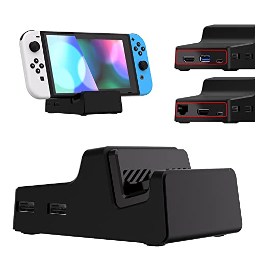 eXtremeRate AiryDocky DIY Kit Black Replacement Case for Nintendo Switch Dock, Redesigned Portable Mini Dock Shell Cover for Nintendo Switch OLED - Shells Only, Dock & Circuit Board Chip NOT Included