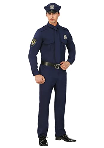 Adult Police Officer Costume Mens, Dark Blue Cop Uniform Halloween Outfit Small