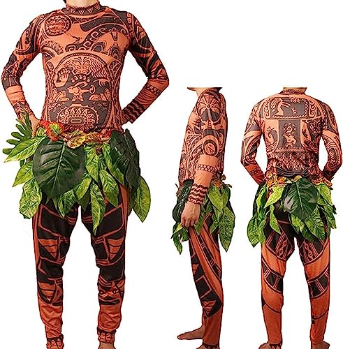 FEEAA Maui Tattoo T Shirt/Pants Halloween Adult Mens Women Cosplay Costume (L)