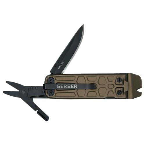 Gerber Gear Lockdown Slim Pry 7-in-1 Multi-tool - 2.5" Plain Edge Blade, Scissors, Saw - EDC Gear and Equipment - Burnt Bronze