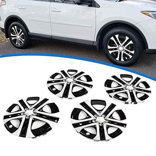 ECOTRIC 17" Wheel Skins Hub Caps Compatible with 2013-2018 Toyota RAV4 LE Full Rim Skin Covers 4Pcs Silver