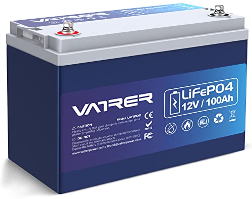 12V 100AH Low Temp Cutoff LiFePO4 Deep Cycle Battery with 1280W, Built-in 100A BMS, 5000+ Cycles Rechargeable Lithium Battery, Perfect for RV/Camper, Marine, Solar, and Off-Grid Applications, etc.