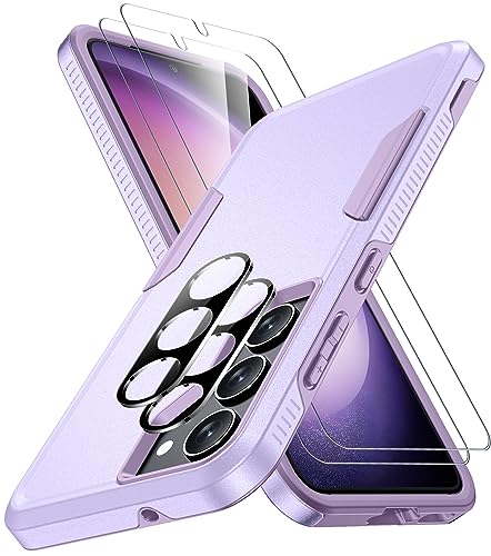 SPIDERCASE for Samsung Galaxy S23 Plus Case, [10 FT Military Grade Drop Protection], with 2 Pack [Tempered Glass Screen Protector + Camera Lens Protector] Heavy Duty Shockproof Case, Light Purple