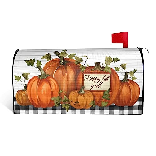 Autumn Pumpkin Thanksgiving Mailbox Covers Magnetic Letter Post Box Cover Wrap Garden Yard Home Decor Outdoor Yard Farmhouse Home Mailbox Cover Magnetic Standard 21" L x 18" W