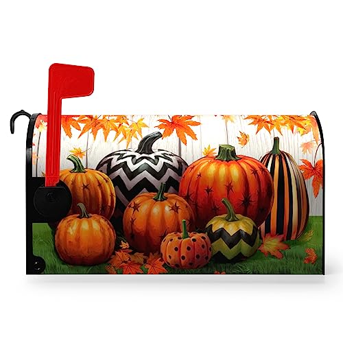 Dacawin Fall Mailbox Covers Magnetic Standard Size Autumn Pumpkin Mailbox Cover Maple Leaves Mailbox Post Cover Waterproof Mailbox Decor Mailbox Wraps for Garden Yard 21 * 18 Inch