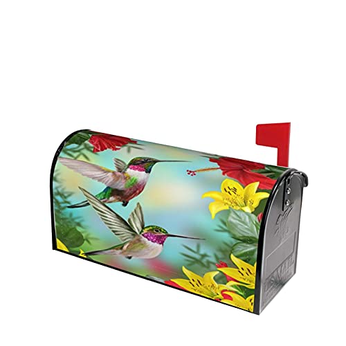 Spring Hummingbirds Mailbox Covers, Magnetic Post Box Cover Wraps Standard Size 21x18 in for Garden Yard Decor