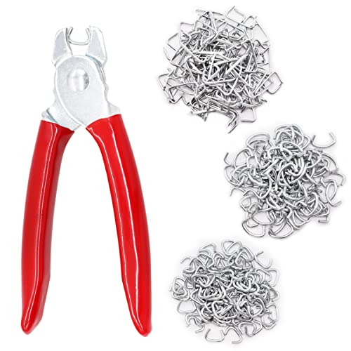 Ruibapa 285pcs Hog Rings with Straight Hog Ring Pliers Kit 3/4" 1/2" 3/8 "Galvanized Hog Rings for Animal Pet CagesRopesBaggingDIY CraftFurniture P-054-kit