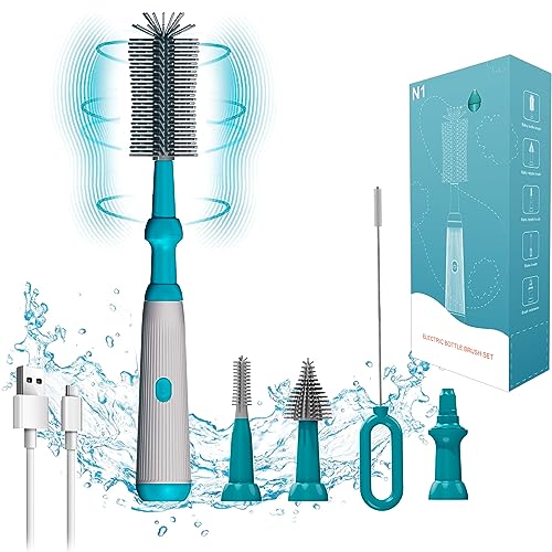 Camelcell Electric Bottle Brush,Long Handle Electric Water Bottle/Baby Bottle Brush Cleaner, Extra Long Bottle Cleaning Brush Kit,1500 mAh,Waterproof IP65