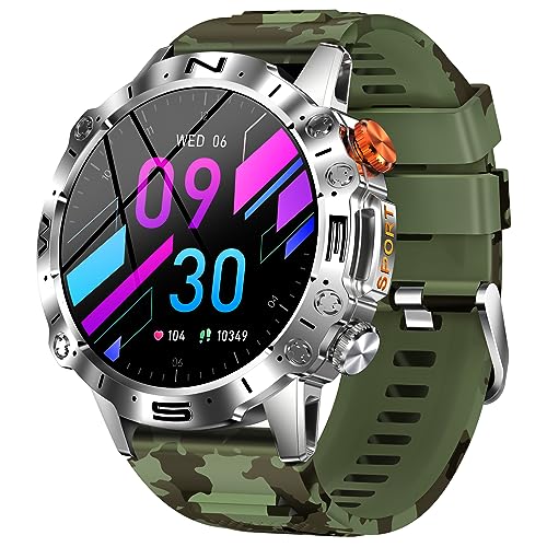 GLONHI Smart Watch for Men Women, 1.43" AMOLED HD-Display (Answer/Make Call)Fitness Tracker with Heart Rate Blood Oxygen Monitor, 40Days Long Battery for Android iOS (Silver)