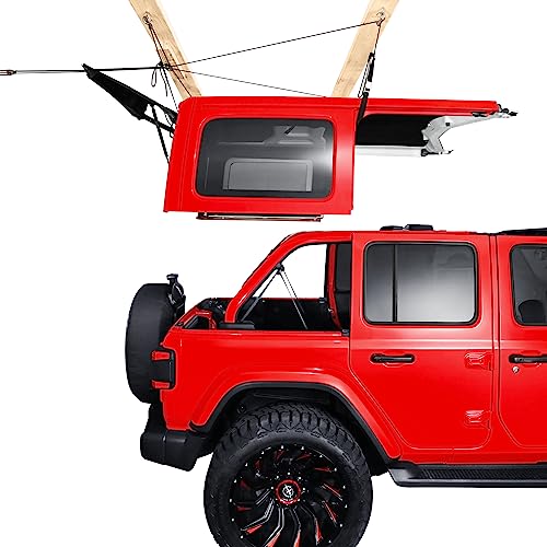 Hard Top Removal Lift for Jeep Wrangler, Compatible with All Jeep Wrangler JK JL Models, Easy One-Person Operation Roof Hardtop Hoist with Anti-Drop System, Supports 8-16 ft. Ceiling, Bonus 6 T Knobs