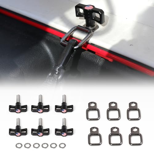 Sukemichi Hardtop Removal Lift Quick Release Bolts Thumb Screws with D Ring Tie Down Anchors for Jeep Wrangler TJ JK JL 4XE Gladiator JT Ford Bronco Accessories - Hard Top Removal Screws(Flag)