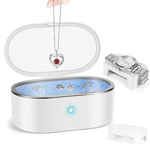 Hofun Ultrasonic Jewelry Cleaner,Professional Glasses Cleaner, Portable Retainer Cleaner, 45KHZ Ultrasonic Cleaner with 18oz Large Capacity for Jewelry, Eye Glasses, Watches, Dentures,Contacts