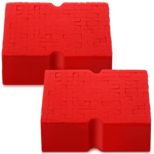 2 Pcs Big Red Sponge Large Cross Cut Durable Soft Grid Sponge Rinseless Absorbent Easy Grip Non Scratch Car Wash Sponge for Auto Multi Use Cleaning Washing Surfaces (Red)