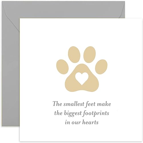 Old English Co. Pet Condolences Card for Dog or Cat - Pet Bereavement, Sorry For Your Loss, Sympathy for Death of Pet - Thoughtful Dog or Cat Owner - Footprint Design | Blank Inside with Envelope