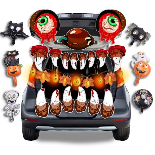 HOLSJ Halloween Trunk or Treat Car Decorations Kit PVC Stickers Garage Archway Door Haunted House Car Decoration