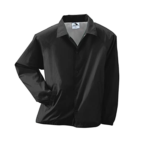 Augusta Sportswear Men's Standard Nylon Coach's Jacket/Lined, Black, X-Large
