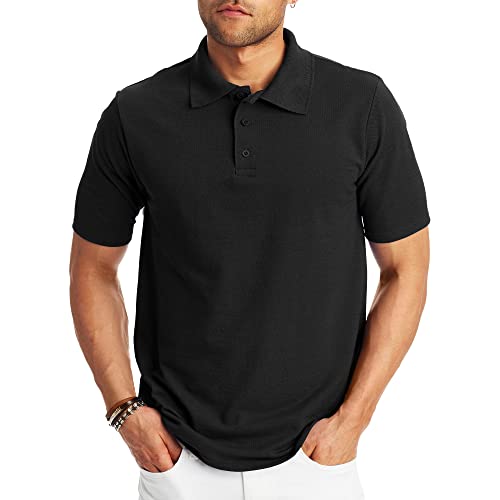 Hanes Men's Short Sleeve X-Temp W/ FreshIQ Polo, Black, 3X-Large