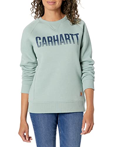 Carhartt womens Midweight Relaxed Fit Graphic Crew Neck Sweatshirt Sweater, Succulent Heather, Medium US